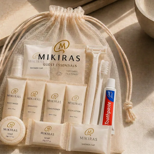 Mikiras Guest Essentials arranged on a warm, sunlit counter